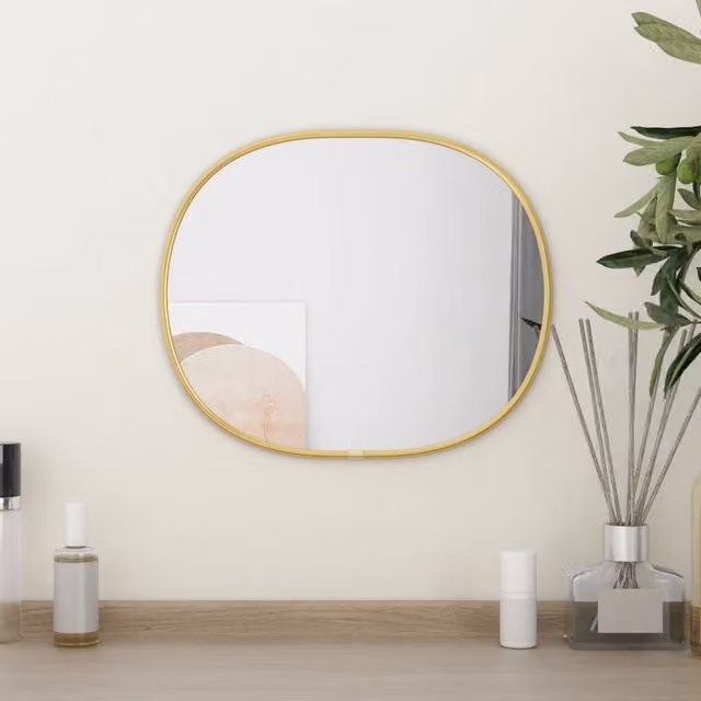 Berkfield Home Gold Rectangular Wall Mirror W: 30 cm, H: 25 cm