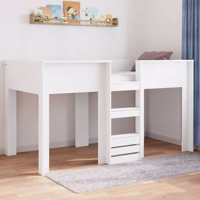 Berkfield Home Modern Two-Level Bunk Bed for Children in White, W/D/H: 100 x 200 cm, Engineered Wood