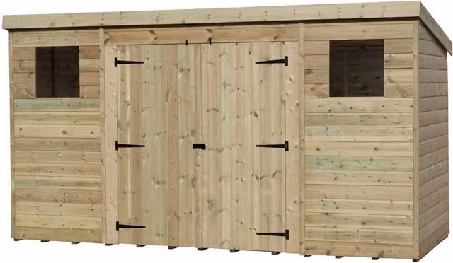 Empire Sheds Empire 5000 Pent Garden Shed with Central Double Door and 2 Windows, Green