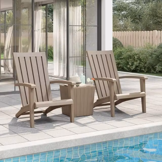 Berkfield Home Set of 2 Adirondack Garden Chairs in Light Brown Polypropylene