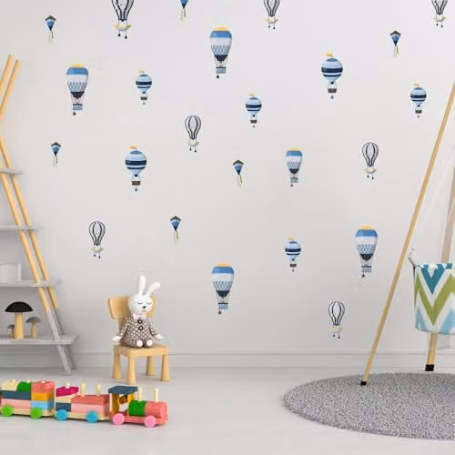 WALPLUS Hot Air Balloon Wall Stickers for Kids Room Decor, Multicolour Removable Adhesive Decals