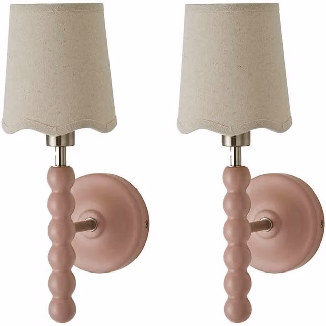 ValueLights Bobbins Pastel Wall Light with Scallop Shade in Rose Pink