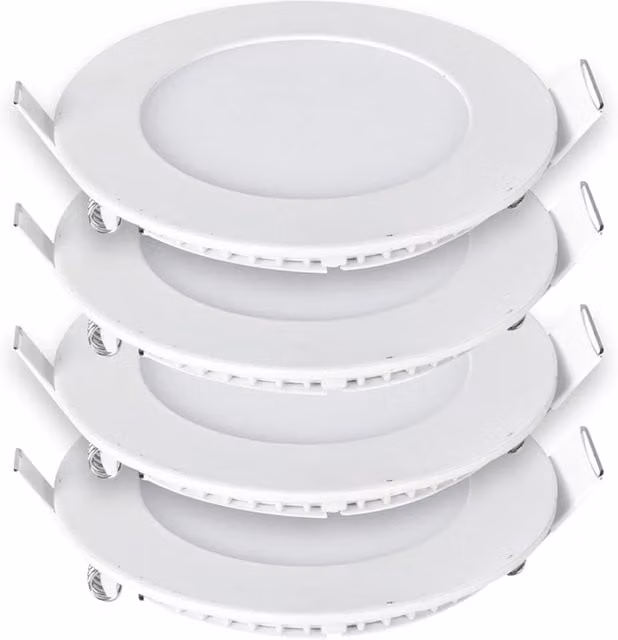 EnerJ Smart 12W Recessed Round LED Downlight Mini Panel, 4000K Cool White, Pack of 4, Diameter: 17.5 cm, White