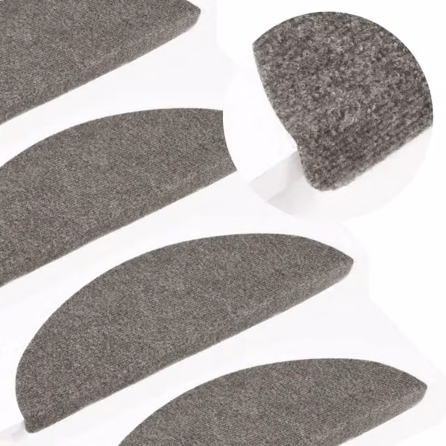 Berkfield Home Self-adhesive Stair Mats, 10 Pieces, Grey, W/D/H: 65 x 22.5 x 3.5 cm