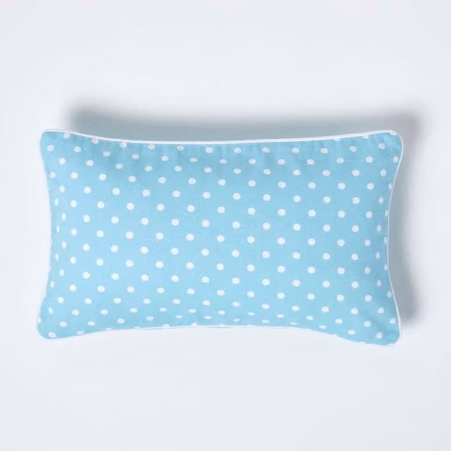 Homescapes Blue Dotted Cotton Cushion Cover, W/D/H: 50 x 50 x 1 cm