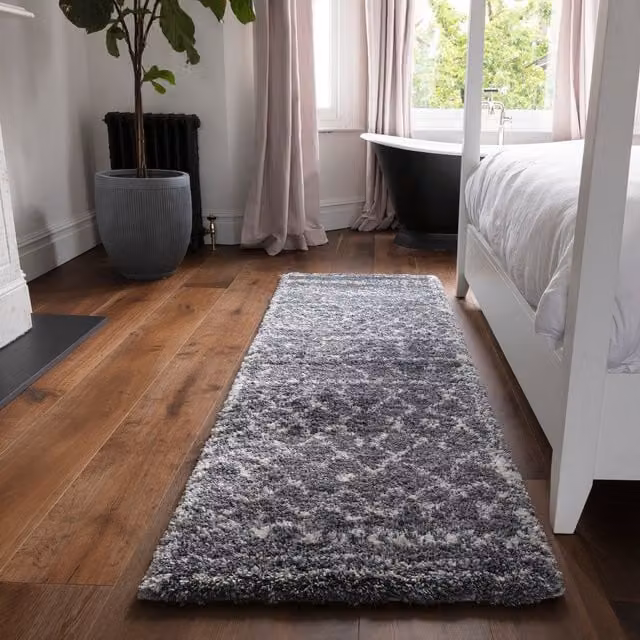 Asiatic Carpets Alto AL05 Grey Ivory Moroccan Berber Shaggy Area Rug, 170 cm