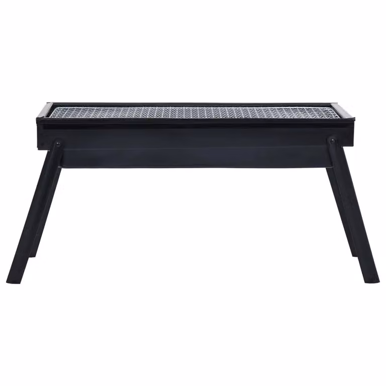 Berkfield Home Portable Steel Charcoal Camping BBQ Tabletop Grill, Black, W: 60 cm, D: 22.5 cm, H: 33 cm