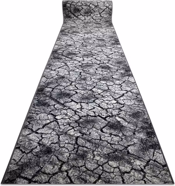 RugsX Silver Terra Abstract Runner Rug in Grey, W: 80 cm, L: 330 cm