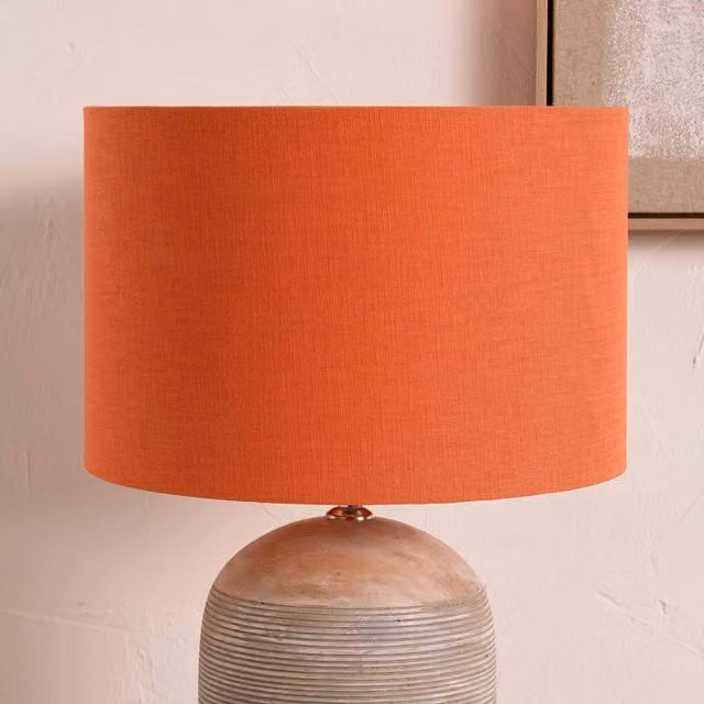 Ruma Terracotta Self Lined Linen Drum Lamp Shade for Table and Floor Lamps, Orange, Diameter: 45.72 cm