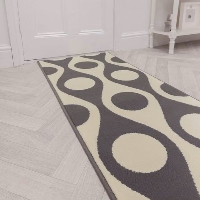 runrug Pop Hallway Carpet Runner Rug in Beige, W: 60 cm, L: 330 cm