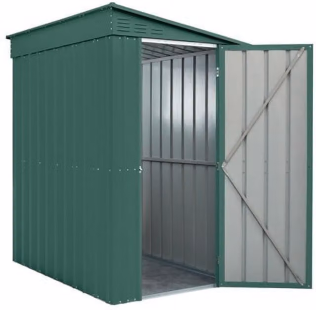 Globel Lean-To Metal Garden Shed in Green, Galvanised Steel, Height: 242 cm
