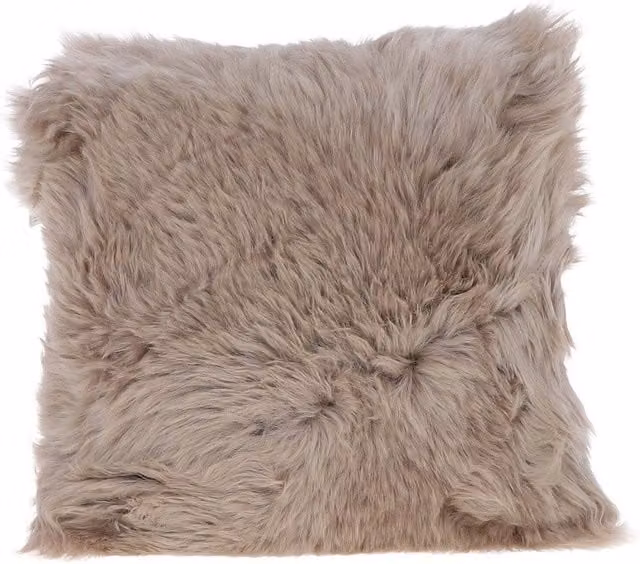 Fenland England Plain Square Lambskin Cushion in Brown and Beige