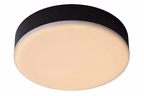 Lucide Ceres Dimmable LED Flush Ceiling Light for Bathrooms, Black, Diameter: 21.5 cm