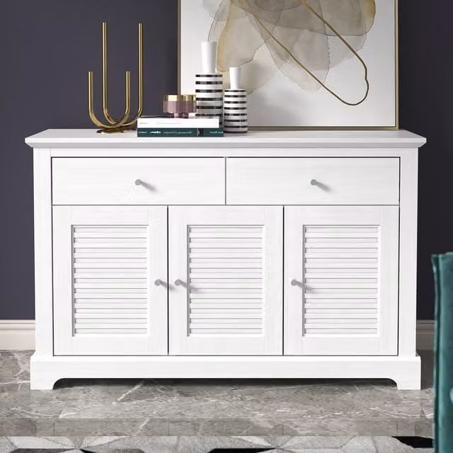 GFW Salcombe Large White Lacquered Wood Sideboard