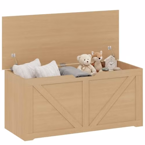 HOMCOM Storage Trunk Bench in Beige with Soft Close Lid, W: 100 cm, D: 45 cm, H: 40 cm