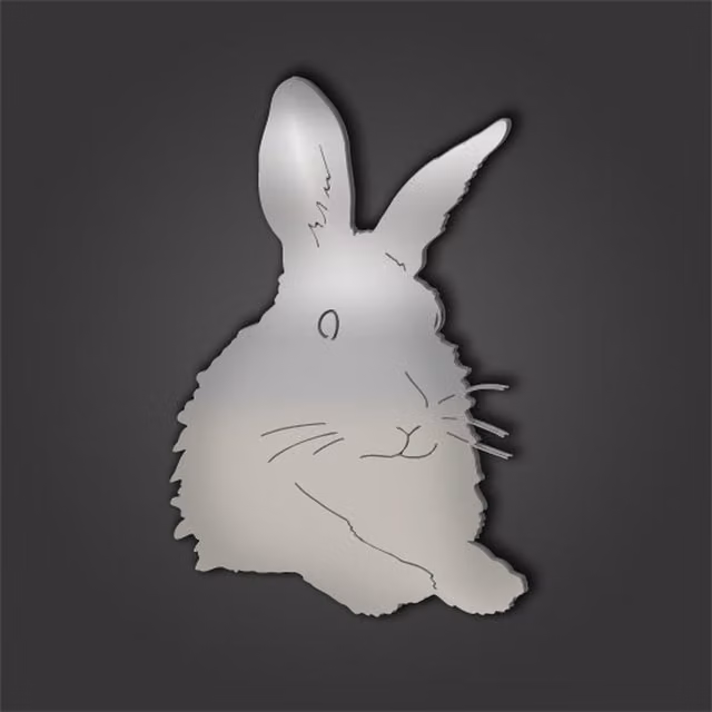 Rabbit Style 8 Engraved Silver Acrylic Mirror