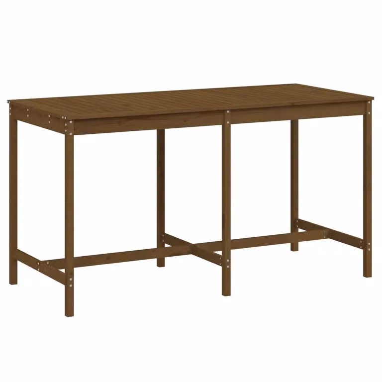 Berkfield Home Rustic Rectangular Garden Table in Honey Brown Solid Pine, W: 203.5 cm, D: 90 cm, H: 110 cm