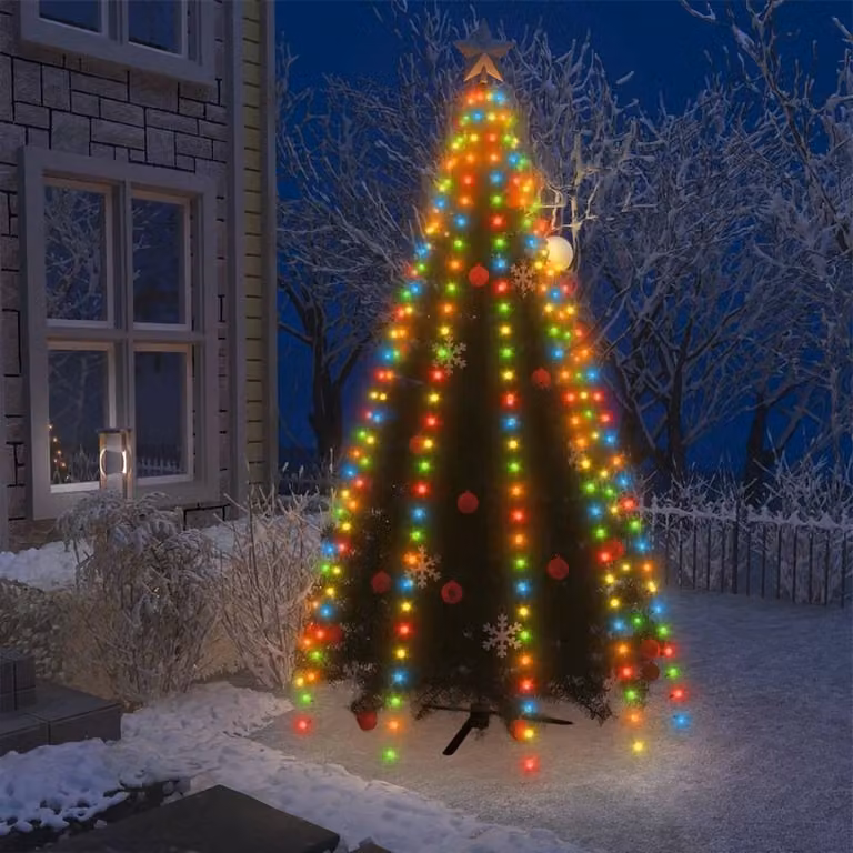 Berkfield Home Multicolour LED Christmas Tree Net Lights, 300 LEDs, 300 cm, Green