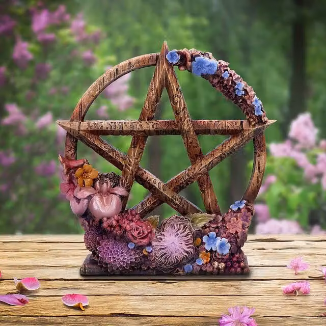 Nemesis Now Spring Floral Decorative Pentagram Star Ornament, Multicolour, Height: 16.5 cm