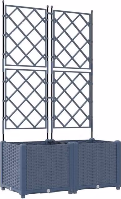 Berkfield Home Garden Planter with Trellis, 2 Pieces, Grey, H x W x D: 143 x 80 x 40 cm