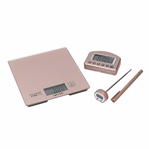 Taylor 3-Piece Gold Kitchen Measuring Set with Digital Display and Tare Function