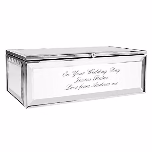Personalised Memento Company Mirrored Jewellery Box in Silver or Black