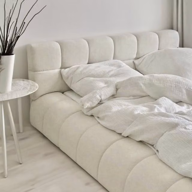 Casani Celine Boucle Upholstered Bed Frame in Dove Grey, W/D/H: 200 x 200 cm