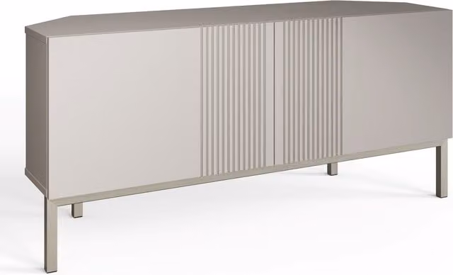 Frank Olsen Furniture Iona Corner TV Unit in Grey with Integrated Lighting and Media Compartments
