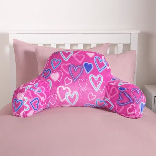 OHS Kids Heart Fleece Cuddle Cushion with Star Graphic in Pink