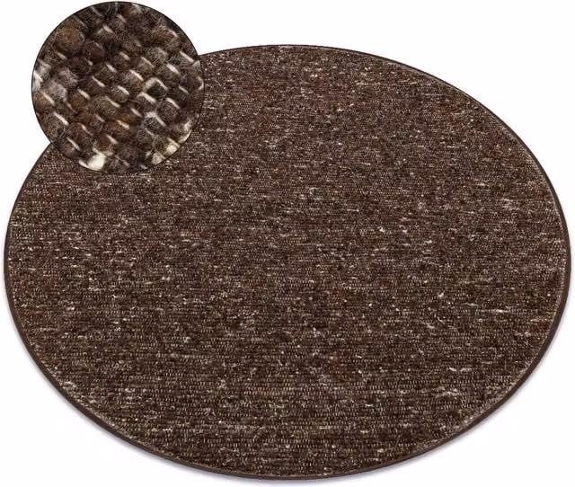 RugsX Nepal Round Woven Wool Rug in Brown, Diameter: 100 cm