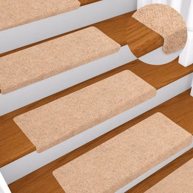 Berkfield Home Brown Needle Punch Stair Mats, 5 Piece Set, W/D/H: 65 x 21 x 4 cm