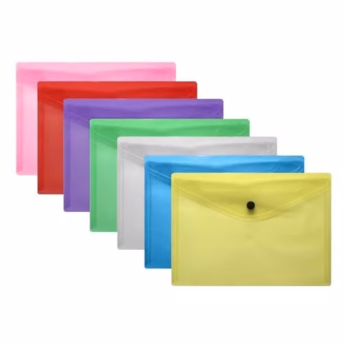 Janrax Pack of 60 Green A4 Plastic Document Wallets