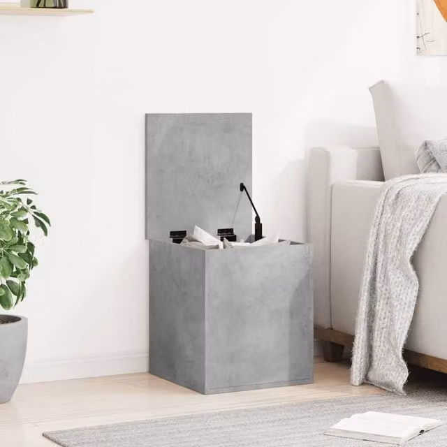 Berkfield Home Storage Box in Concrete Grey, W/D/H: 42 x 42 x 46 cm