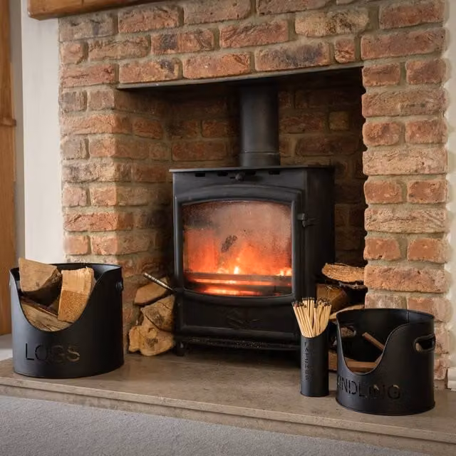 Hill Interiors Three Piece Metal Fire Wood Bucket Set in Black