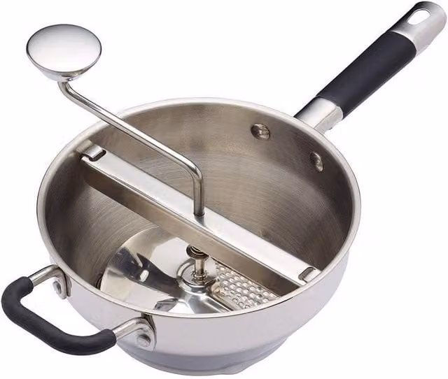 MasterClass Moulin Rotary Food Mill Sieve and Purée Maker in Grey and Silver Stainless Steel