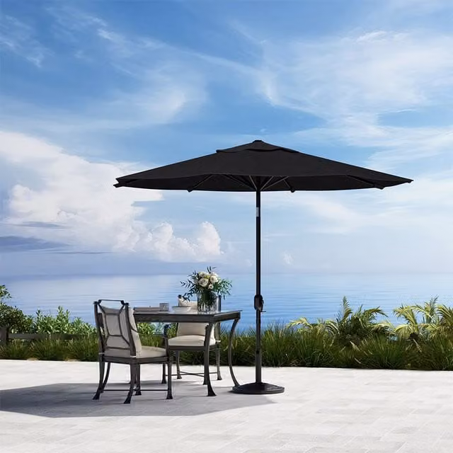 Komore 3M Large Traditional Parasol with Resin Base in Black