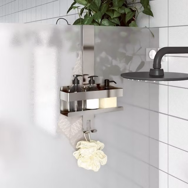Berkfield Home Hanging Shower Caddy in Brushed Silver 304 Stainless Steel