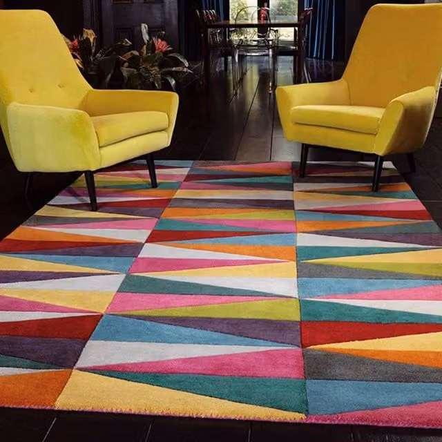 The Rug Shop UK Handmade Wool Geometric Multicolour Area Rug W/D/H: 120 x 170 cm