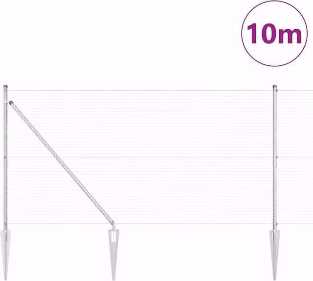 Berkfield Home Modern Rectangular Fence Post Set of 2, Galvanised Steel, Silver, H: 1 m, W: 10 cm