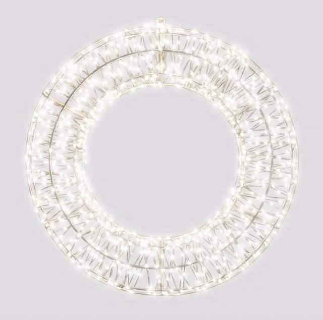 Pegdev Christmas Pre-Lit Micro LED Wreath with Timer, Cool White, 1200 LEDs, W: 70 cm, D: 9 cm