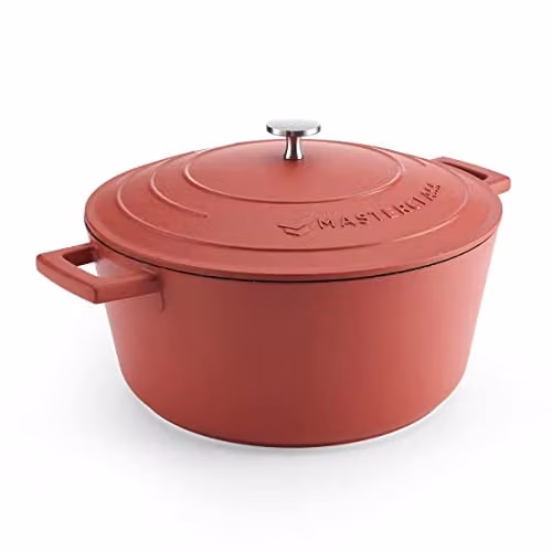 MasterClass Red Non-Stick Cast Aluminium Casserole Dish, Diameter: 28 cm, 5 l