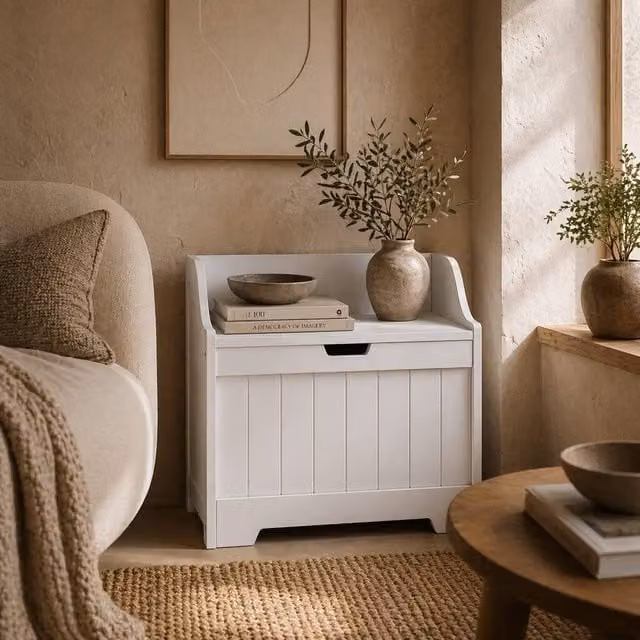 Wyld Haus Talolo White MDF Storage Chest with Soft Close Lid