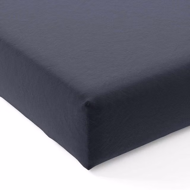 Bedeck of Belfast 200 Thread Count Cotton Percale Super Kingsize Fitted Sheet, Denim Blue, W: 180 cm, L: 200 cm