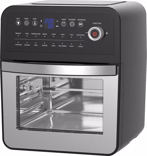EMtronics 12 Litre Digital Air Fryer Oven in Silver and Black Stainless Steel