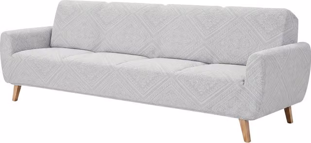 Livingandhome High Stretch Anti-slip Jacquard Sofa Cover with Foam Rods, Silver Grey, 235 cm