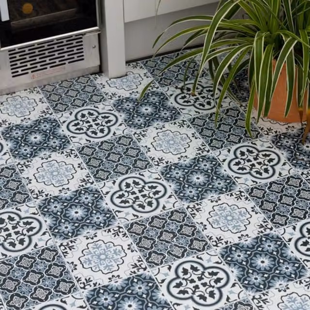 Floor Pops Myriad Self-adhesive Vinyl Floor Tiles in Blue