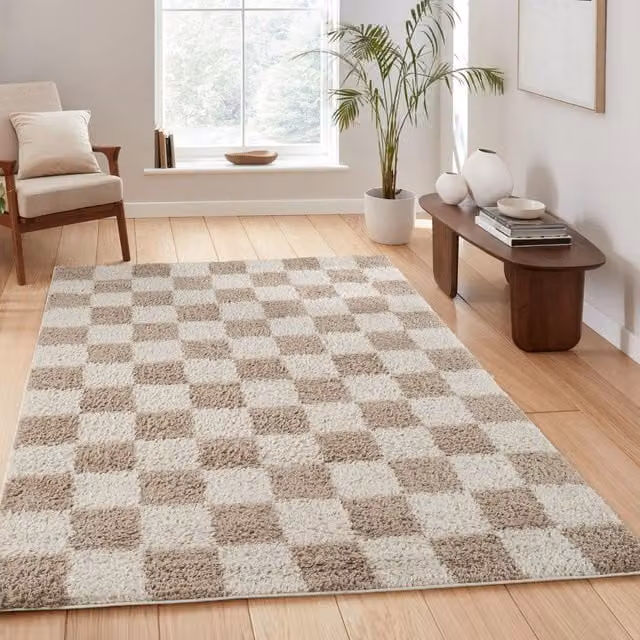 Desire Rugs Chester Modern Shaggy Area Rug in Beige and Bronze, W/D/H: 170 x 120 x 3 cm