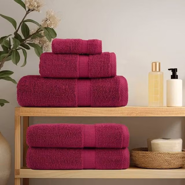 Berkfield Home SOLUND 6 Piece Premium Cotton Terry Towel Set in Burgundy, 600 gsm