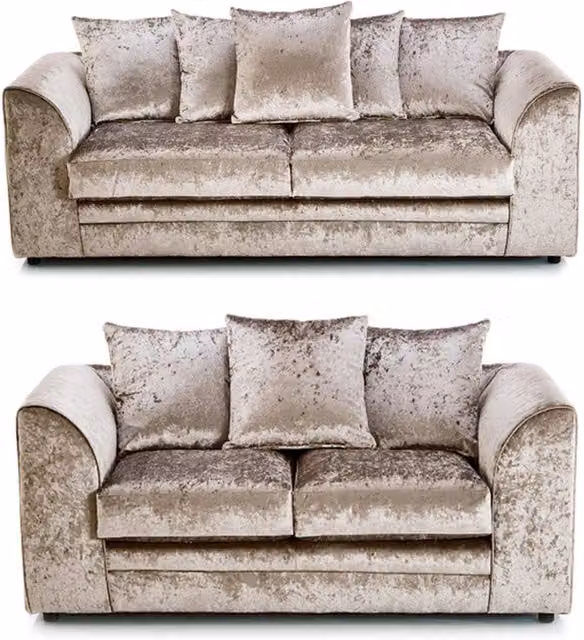 Furniture786ltd Swift Crushed Velvet 3 and 2 Seater Sofa Set in Champagne Gold