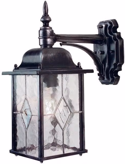 Netlighting Wexford Black and Silver Outdoor Wall Lantern Light with IP43 Rating and E27 Socket